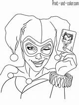 Harley Quinn Coloring Pages Joker Print Color Printable Dc Adults Card Universe Kids Sheets Adult Drawing Book Outline Comics Many sketch template