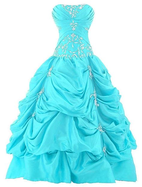 vantexi womens strapless silver embroidery prom gown pickup quinceanera dress turquoise