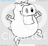 Pig Jumping Outlined Coloring Clipart Cartoon Vector Thoman Cory sketch template
