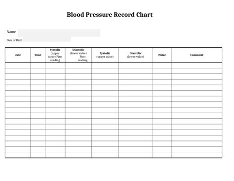 large print downloadable  printable blood pressure log sheets