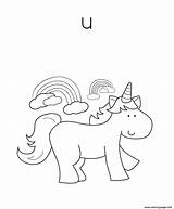 Coloring Unicorn Alphabet Cute Pages Printable sketch template