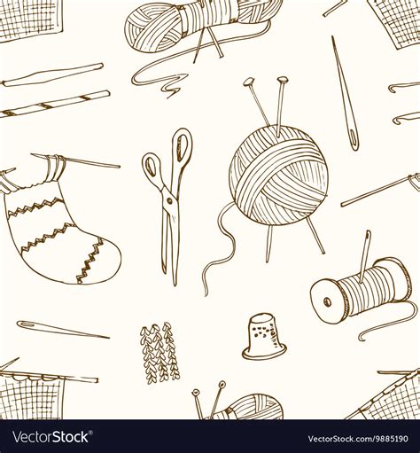 seamless pattern  sewing knitting crafts vector image