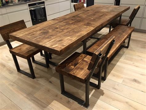 reclaimed industrial chic   seater extending dining table