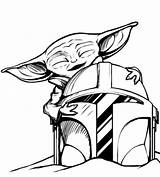 Yoda Mandalorian Hugs sketch template