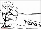 Lake Coloring Nature Pages Printable Drawings Drawing sketch template