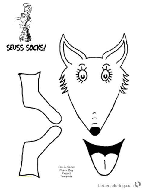 fox  socks  dr seuss coloring pages bag diy  printable