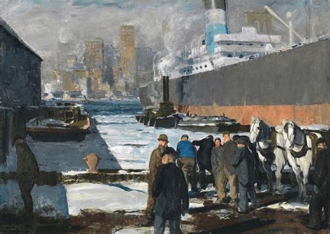 men   docks george bellows circa  shipyard  york city