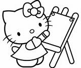 Coloring Pages Kitty Sanrio Hello Comments Colouring Umbrella sketch template