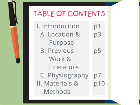 write  table  contents  examples wikihow