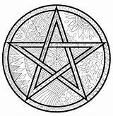 Pentacle Wiccan Printable Nirvana Pentagram Colouring Zentangle Witch Zen Yule Designlooter sketch template