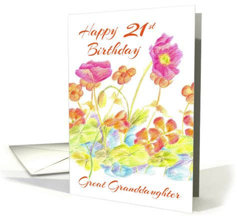 happy st birthday great granddaughter flower illustration card