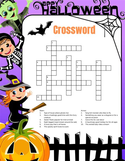 halloween crossword printable  kids favecraftscom