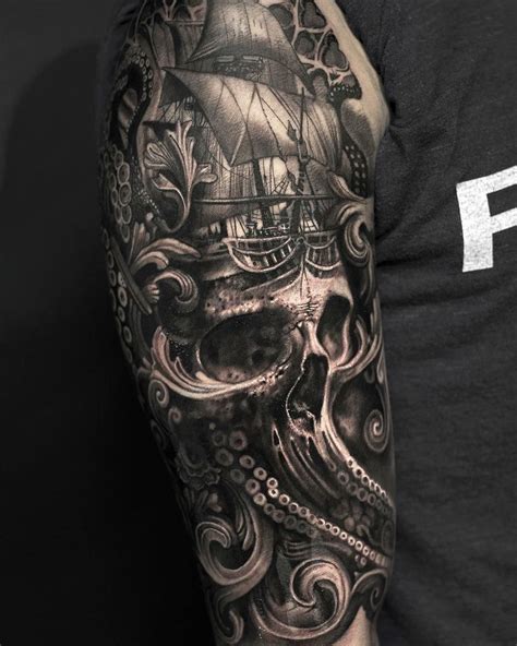 Pirate Tattoo Sleeve Ship Tattoo Sleeves Pirate Skull Tattoos