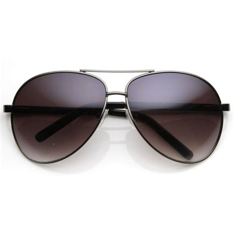 Designer Inspired Large Metal Aviator Sunglasses Zerouv