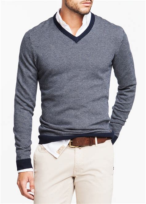 herringbone cotton blend sweater men men casual mens
