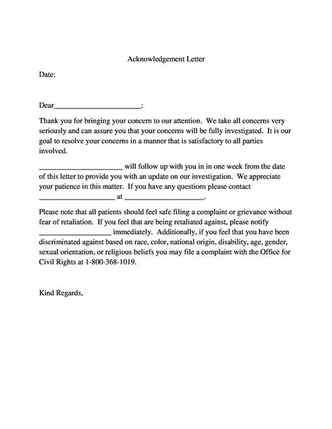 letter  acknowledgement  collection letter template collection