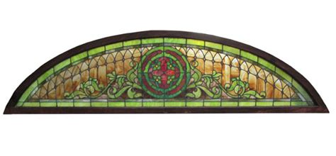 large arched stained glass window wooden nickel antiques