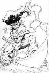 Samurai Afro Anime Drawing Coloring Pages Tattoo Choose Board Sketch Template sketch template