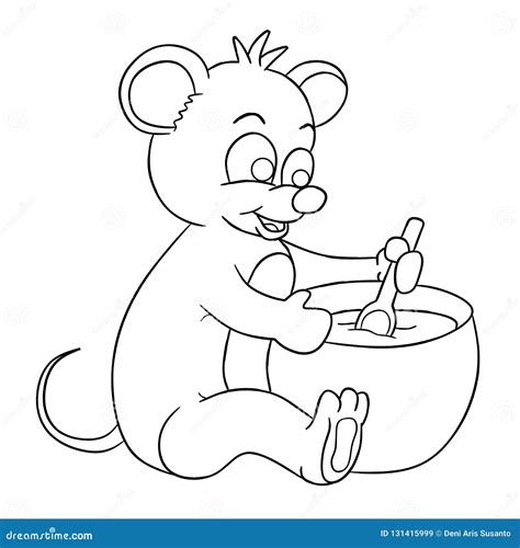 illustration  cute mouse cartoon coloring page stock illustration