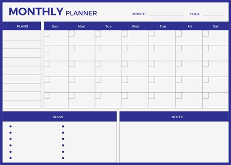 monthly planner template printable  printable templates
