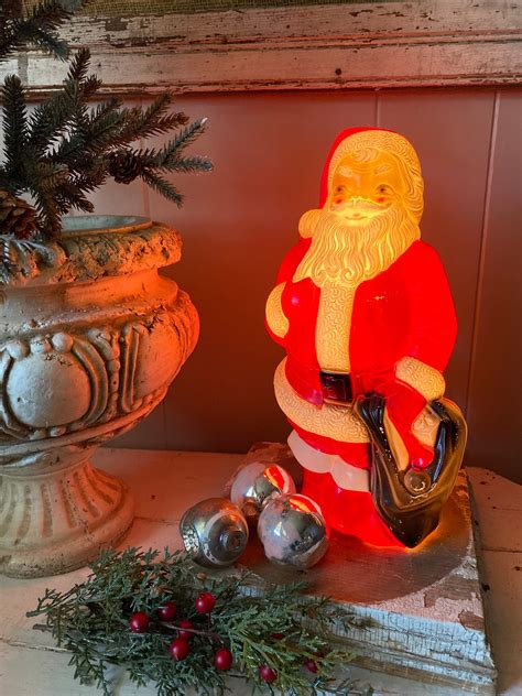 vintage santa claus blow mold  light yard decor farmhouse christmas