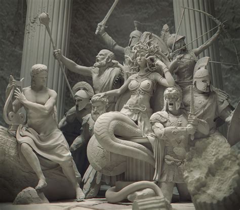 zbrush keyshot medusa on her throne by reza sedghi 3d characters medusa art medusa