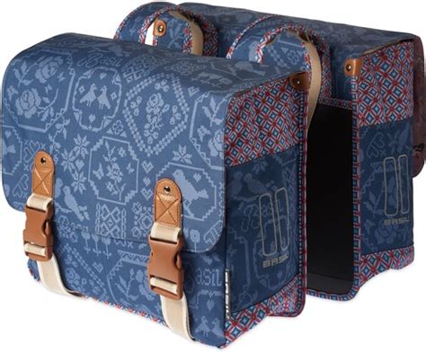 bolcom basil boheme double bag dubbele fietstas   indigio blauw