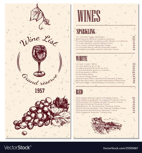 wine menu design royalty  vector image vectorstock