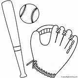 Baseball Coloring Bat Glove Ball Outline Sports Clipart Pages Printable Softball Mitt Clip Kids Drawing Print Cartoon Template Cliparts Sheets sketch template