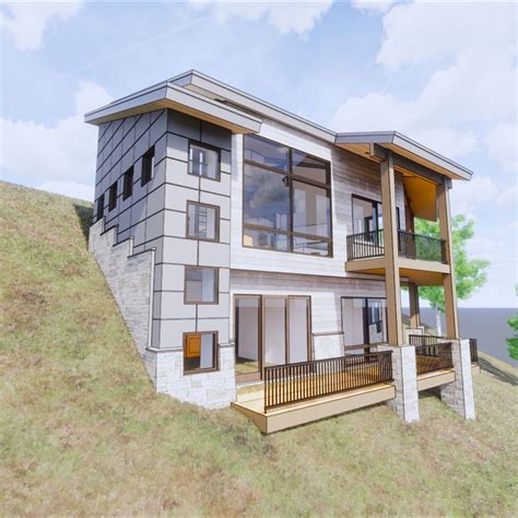 artists rendering   modern house   hill overlooking  ocean