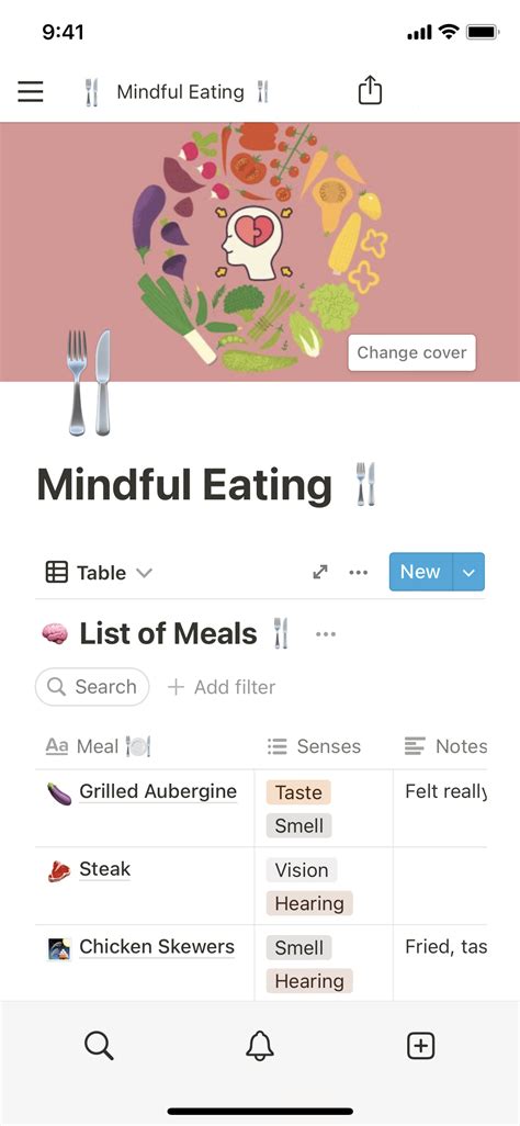 notion template gallery mindful eating