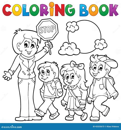 coloring book school kids theme  stock vector image