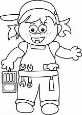 Carpenter Coloring Girl Wecoloringpage Handyman sketch template