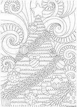 Coloring Adults Decorated Swirly Tree Background Christmas Pages Printable sketch template