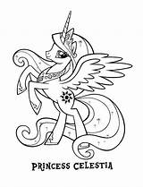 Coloring Celestia Princess Pony Little sketch template