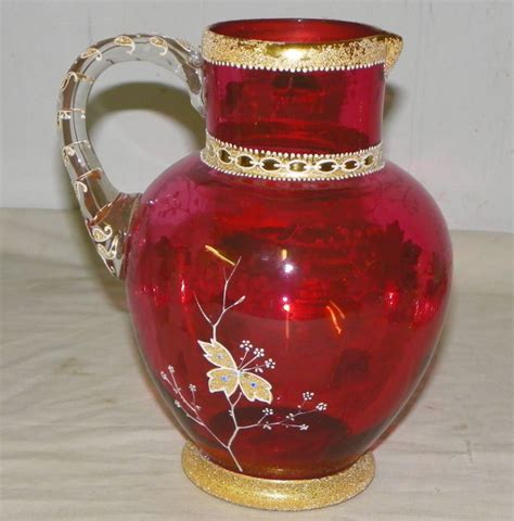 Bargain John S Antiques Antique Cranberry Moser Art Glass Coralene