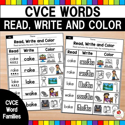cvce words read write  color worksheets united teaching