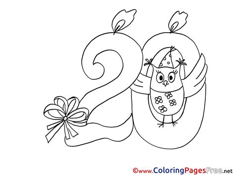 owl  years colouring page birthday