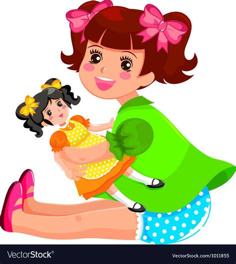 girl and doll royalty free vector image vectorstock