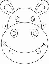 Mask Coloring Hippo Kids Printable Template Animal Masks Face sketch template