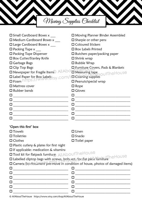 printable house moving checklist template printable templates