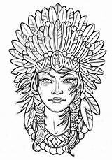 Para Colorir Desenhos Mandalas Indígena Tattoo Pintar Imprimir Indio Cocar Tatuagens Pasta Escolha Tatuagem Atividades Desenho sketch template
