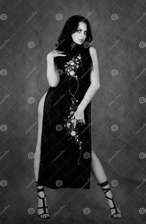 Brunette In The Japanese Dress Stock Image Image Of Passion Long