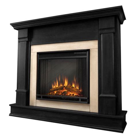 real flame silverton   electric fireplace  black ge   home depot