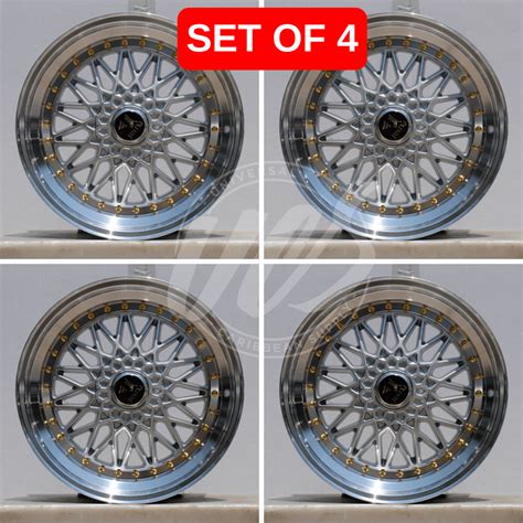 alloy wheels rims bolt pattern  silver machined face  offset set