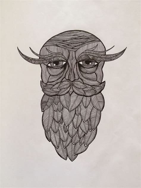 leaf bearded man zentangle humanoid sketch bearded men zentangle