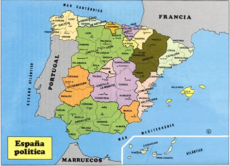 mapa politico de espana todas las comunidades  provincias