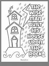 Bible Rock House Kids Coloring Sheet School Sunday Jesus Crafts Upon Printable Matthew sketch template