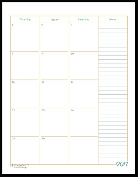page printable monthly calendar