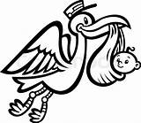 Stork Baby Clipart Cartoon Vector Bird Delivering Flying Clipartmag sketch template